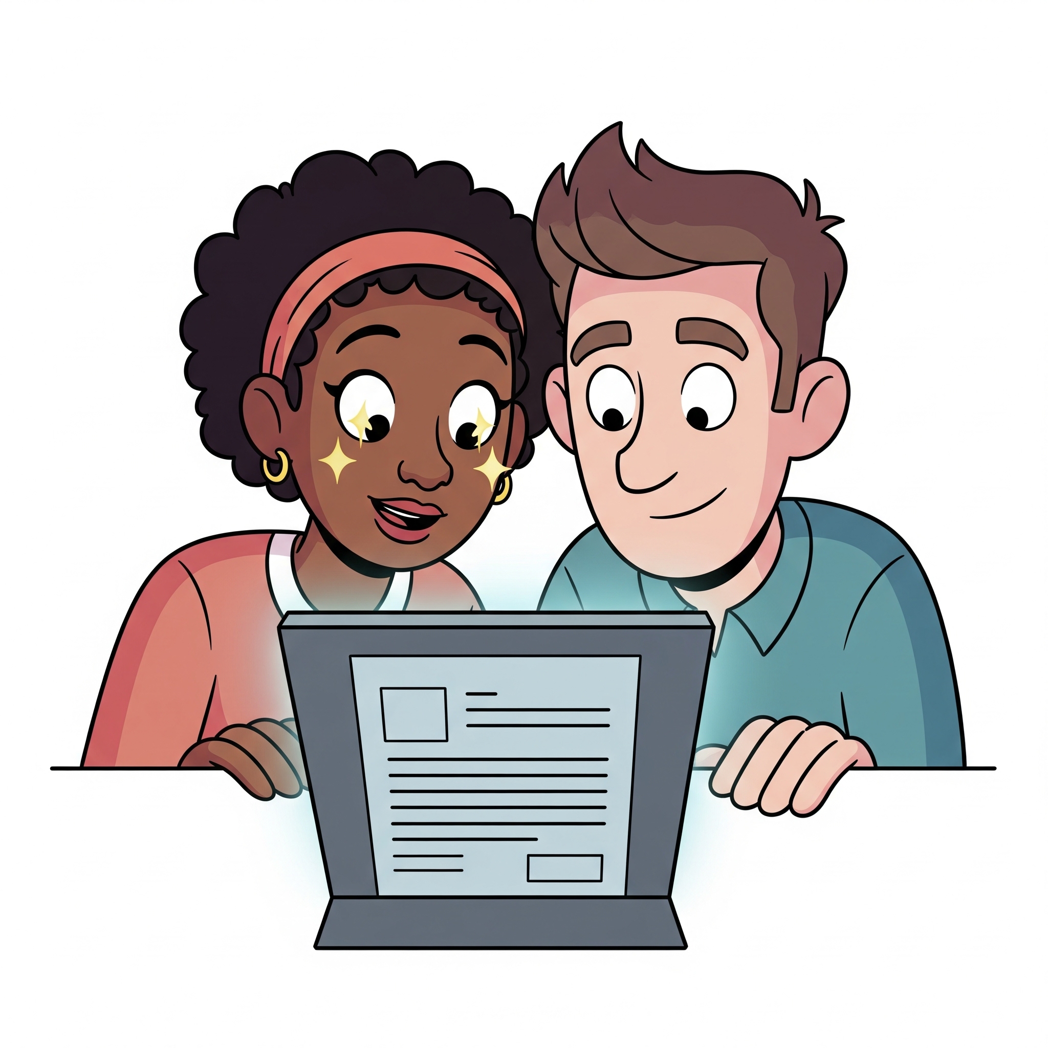 Couple reading expert content together